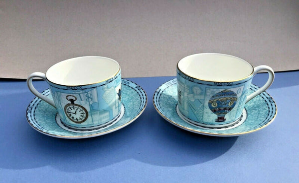 WEDGWOOD MILLENNIUM 1997 SET 2 CUPS & SAUCERS SIGNED BY LORD WEDGWOOD