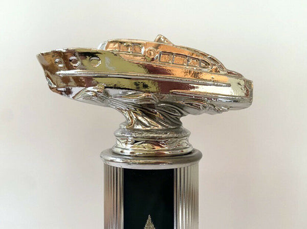 1960s Vintage Motor Boat Regatta Trophy Marble Base NOS Not Engraved