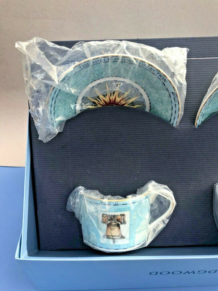 WEDGWOOD MILLENNIUM 1997 SET 2 CUPS & SAUCERS SIGNED BY LORD WEDGWOOD