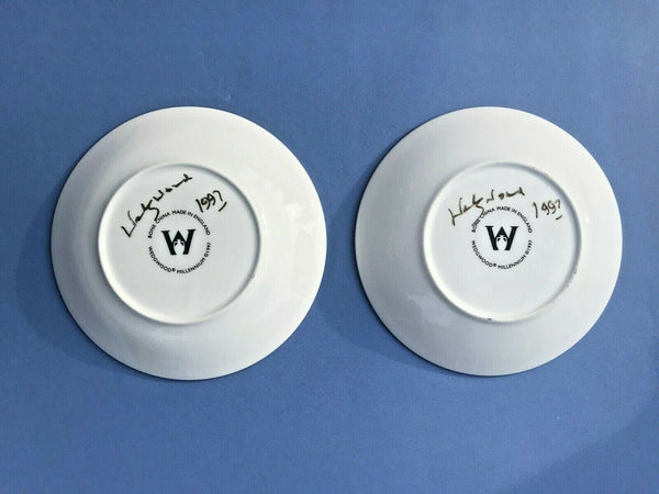 WEDGWOOD MILLENNIUM 1997 SET 2 CUPS & SAUCERS SIGNED BY LORD WEDGWOOD