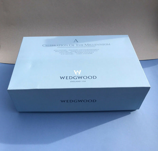 WEDGWOOD MILLENNIUM 1997 SET 2 CUPS & SAUCERS SIGNED BY LORD WEDGWOOD