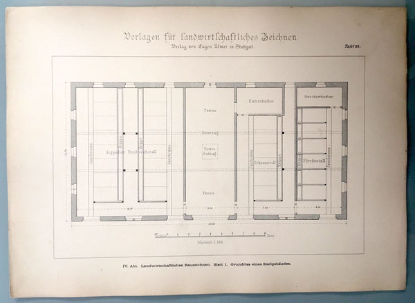 RARE GERMAN 1885 "TEMPLATES FOR AGRICULTURAL DRAWING" 33 ENGRAVED PLATES G. HEID - arustocracy