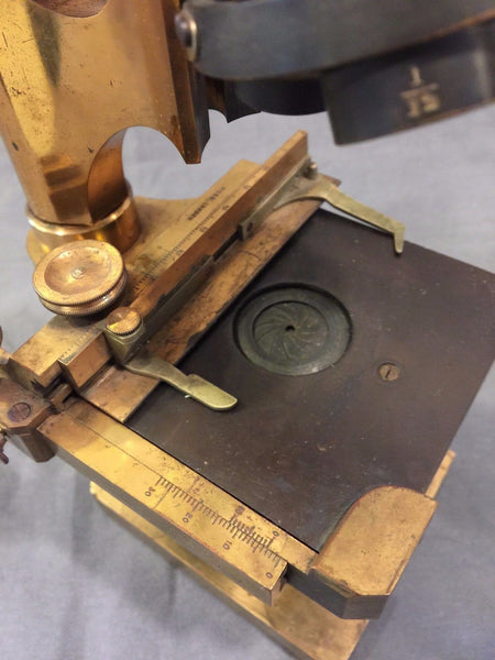 ROSS LONDON 8114 COMPOUND MICROSCOPE COPPER & BRASS FINISH C. 1900 NO OBJECTIVES - arustocracy