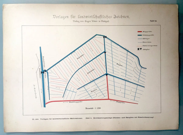 RARE GERMAN 1885 "TEMPLATES FOR AGRICULTURAL DRAWING" 33 ENGRAVED PLATES G. HEID - arustocracy