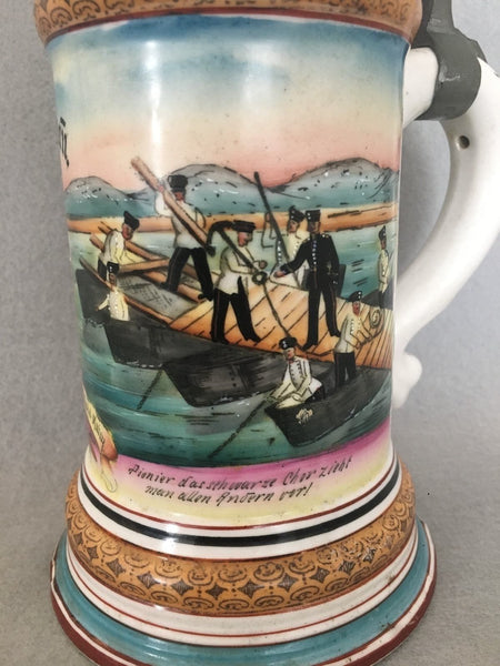 ANTIQUE IMPERIAL GERMAN (HESSIAN) ARMY MILITARY REGIMENTAL BEER STEIN 1900 - arustocracy