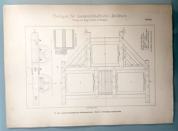 RARE GERMAN 1885 "TEMPLATES FOR AGRICULTURAL DRAWING" 33 ENGRAVED PLATES G. HEID - arustocracy