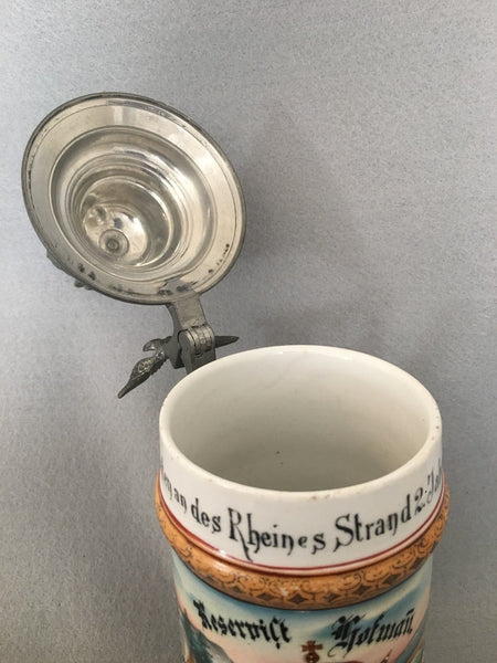 ANTIQUE IMPERIAL GERMAN (HESSIAN) ARMY MILITARY REGIMENTAL BEER STEIN 1900 - arustocracy
