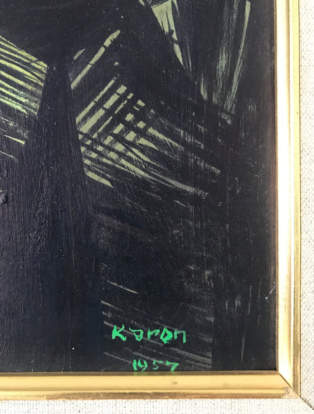 THE DEMAGOGUE SIGNED ABSTRACT OIL ON BOARD MCCARTHY ERA POLITICAL PAINTING - arustocracy