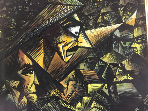 THE DEMAGOGUE SIGNED ABSTRACT OIL ON BOARD MCCARTHY ERA POLITICAL PAINTING - arustocracy