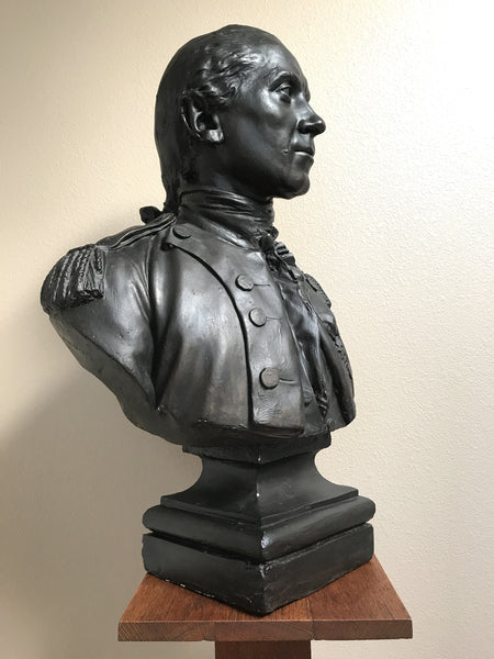 EXCEPTIONAL JEAN-ANTOINE HOUDON BUST ADMIRAL JOHN PAUL JONES TERRA COTTA PLASTER "BRONZE" - arustocracy