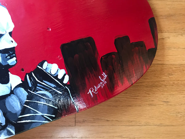 SIGNED HAND PAINTED BATMAN & CATWOMAN SKATEBOARD DECK BY SANTA CRUZ CALIFORNIA ARTIST - arustocracy