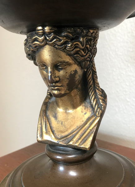 SIGNED C. 1870 BARBEDIENNE FRENCH BRONZE & BRASS "MODERATOR" OR CARCEL LAMP GILT BRONZE BUST - arustocracy
