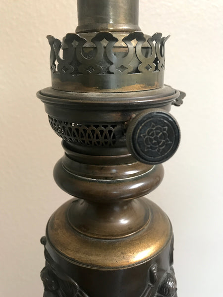 SIGNED C. 1870 BARBEDIENNE FRENCH BRONZE & BRASS "MODERATOR" OR CARCEL LAMP GILT BRONZE BUST - arustocracy