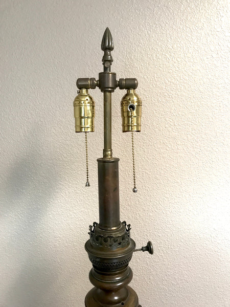 SIGNED C. 1870 BARBEDIENNE FRENCH BRONZE & BRASS "MODERATOR" OR CARCEL LAMP GILT BRONZE BUST - arustocracy