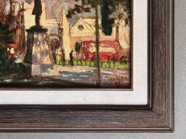 SIGNED IMPRESSIONISM CITYSCAPE OIL PAINTING ON BOARD PARLIAMENT BIG BEN DYMEK 1992 - arustocracy