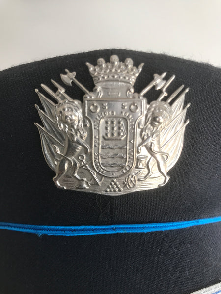 OBSOLETE SAN SEBASTIAN SPAIN POLICE UNIFORM HAT WITH BADGE