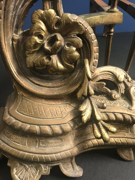 ANTIQUE FRENCH ROCOCO GILT BRONZE CHENETS (ANDIRONS) - arustocracy