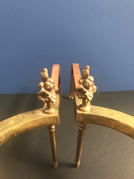 ANTIQUE FRENCH ROCOCO GILT BRONZE CHENETS (ANDIRONS) - arustocracy