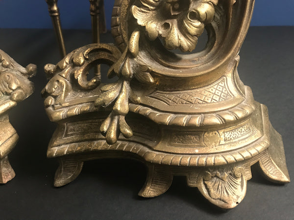 ANTIQUE FRENCH ROCOCO GILT BRONZE CHENETS (ANDIRONS) - arustocracy