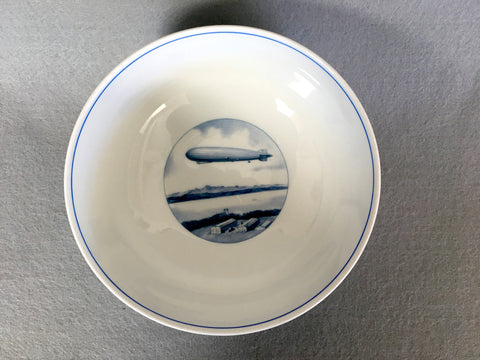 VERY RARE 1938 GERMAN WWII GRAF ZEPPELIN II LZ 130 AIRSHIP PORCELAIN BOWL HEINRICH & CO. BAVARIA - arustocracy