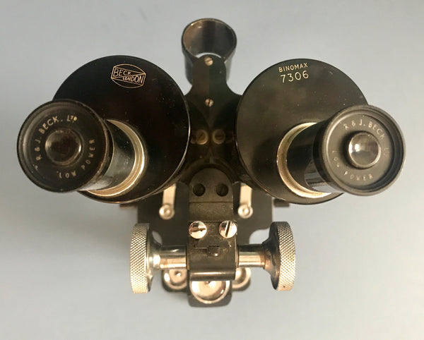 ANTIQUE BECK LONDON BINOMAX STEREO / BINOCULAR MICROSCOPE C. 1929 - arustocracy
