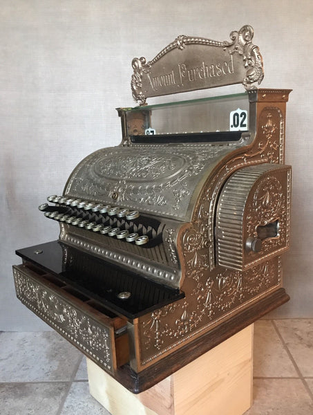 VINTAGE ANTIQUE NATIONAL CASH REGISTER MODEL 346 - RESTORED 1910 BRASS MACHINE - arustocracy