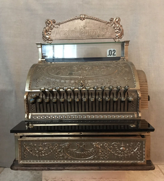 VINTAGE ANTIQUE NATIONAL CASH REGISTER MODEL 346 - RESTORED 1910 BRASS MACHINE - arustocracy