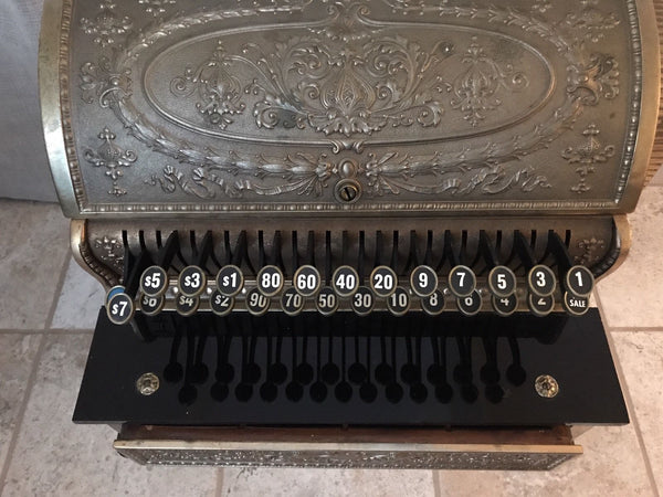VINTAGE ANTIQUE NATIONAL CASH REGISTER MODEL 346 - RESTORED 1910 BRASS MACHINE - arustocracy