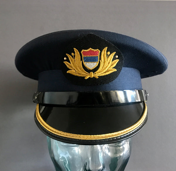 OBSOLETE SERBIAN POLICE UNIFORM OFFICER’S CAP WITH BADGE