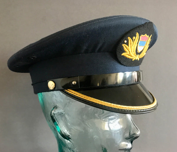 OBSOLETE SERBIAN POLICE UNIFORM OFFICER’S CAP WITH BADGE