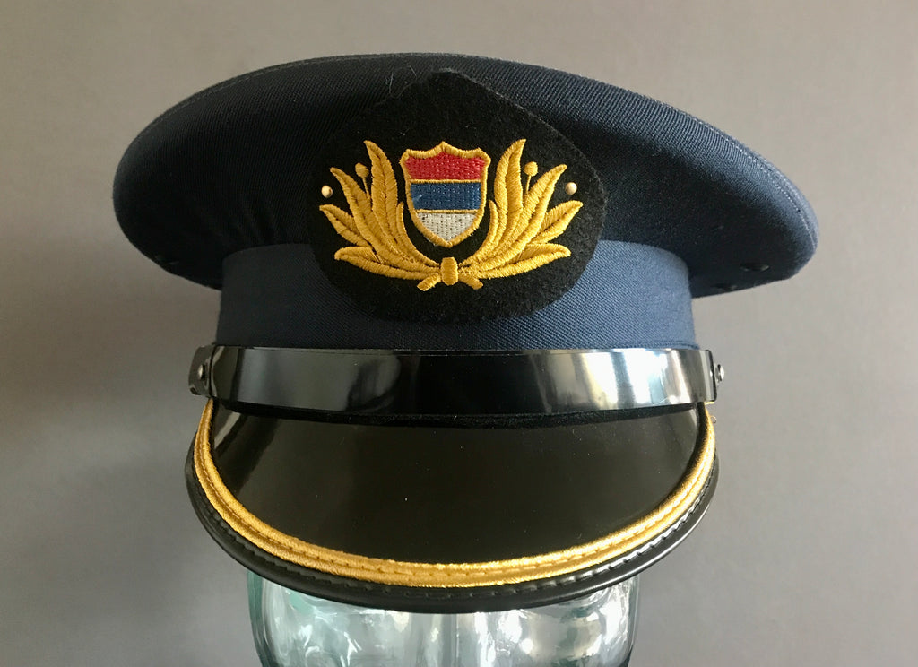 OBSOLETE SERBIAN POLICE UNIFORM OFFICER’S CAP WITH BADGE
