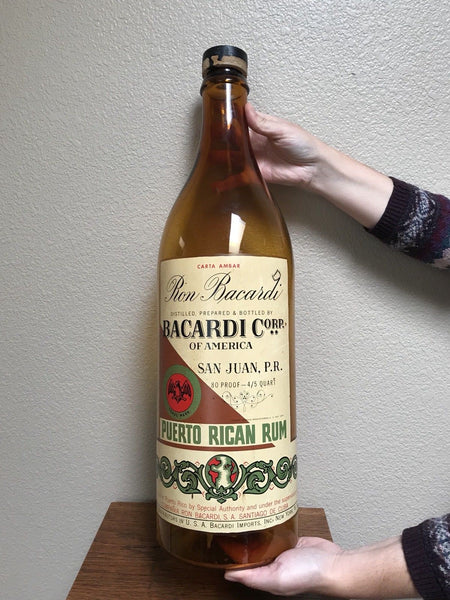 GIANT VINTAGE 1930S RON BACARDI RUM LIQUOR STORE DISPLAY BOTTLE NEARLY TWO FEET TALL - arustocracy