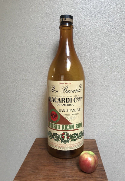 GIANT VINTAGE 1930S RON BACARDI RUM LIQUOR STORE DISPLAY BOTTLE NEARLY TWO FEET TALL - arustocracy