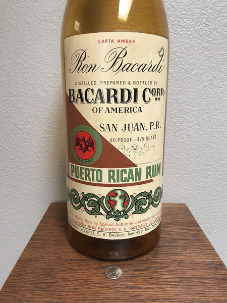 GIANT VINTAGE 1930S RON BACARDI RUM LIQUOR STORE DISPLAY BOTTLE NEARLY TWO FEET TALL - arustocracy