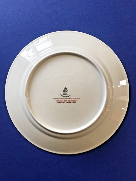 RARE 9 1/4 INCH HEINRICH PORCELAIN PLATE GRAF ZEPPELIN LZ127 HINDENBURG - arustocracy