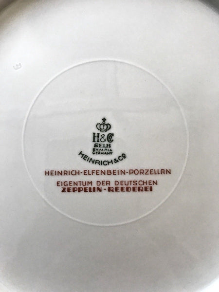 RARE 9 1/4 INCH HEINRICH PORCELAIN PLATE GRAF ZEPPELIN LZ127 HINDENBURG - arustocracy