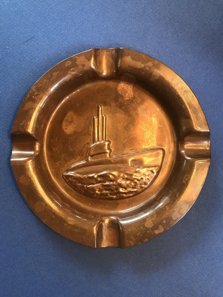 U-155 DEUTSCHLAND U-BOAT SUBMARINE COPPER ASHTRAY WWI - arustocracy