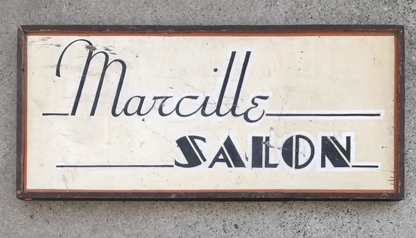 VINTAGE 1930s LARGE BEAUTY SALON TRADE SIGN HAND PAINTED WOOD 2-SIDED - arustocracy