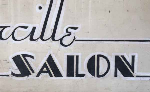 VINTAGE 1930s LARGE BEAUTY SALON TRADE SIGN HAND PAINTED WOOD 2-SIDED - arustocracy